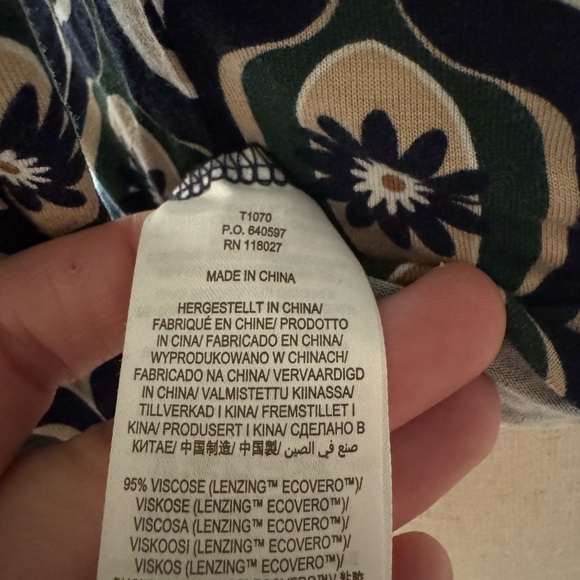 Boden Floral Geometric Patterned Long Sleeved Jersey Top - Picture 2 of 5